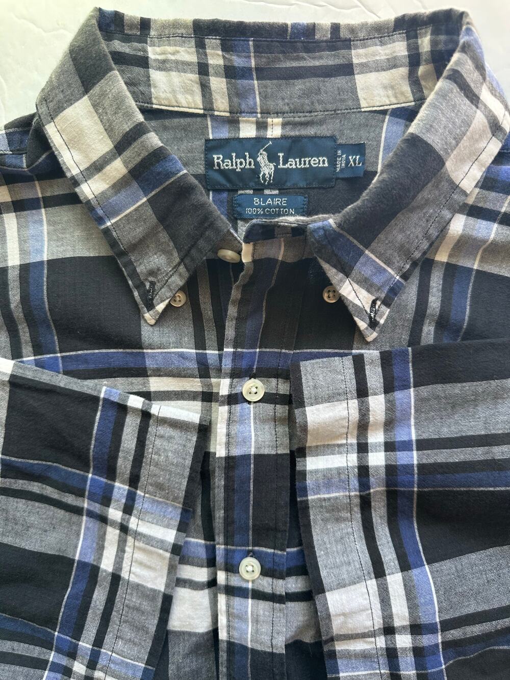 Ralph Lauren Blaire Plaid Short Sleeve Button Down Shirt - Size XL